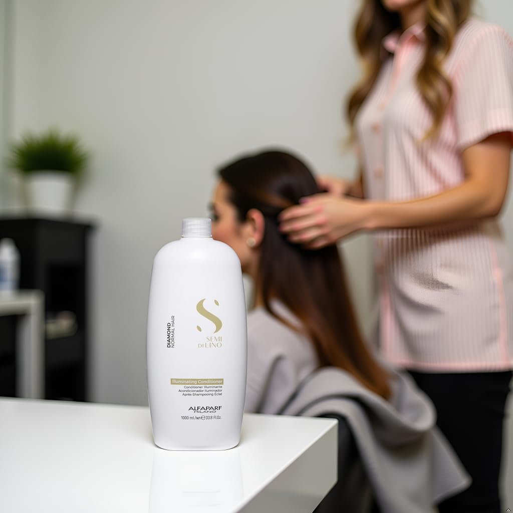 Alfaparf Milano Semi Di Lino Diamond Shine Illuminating Hair Conditioner - Sulfate Free - For Normal Hair - Safe on Color Treated Hair - Paraben and Paraffin Free -Professional Salon Quality