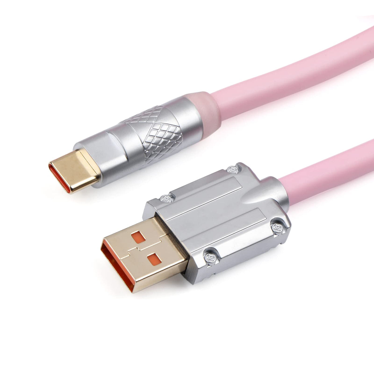 Cable Mecánico EPOMAKER Rosa Puff USB en Espiral Tipo C Desmontable para Teclado de Juegos