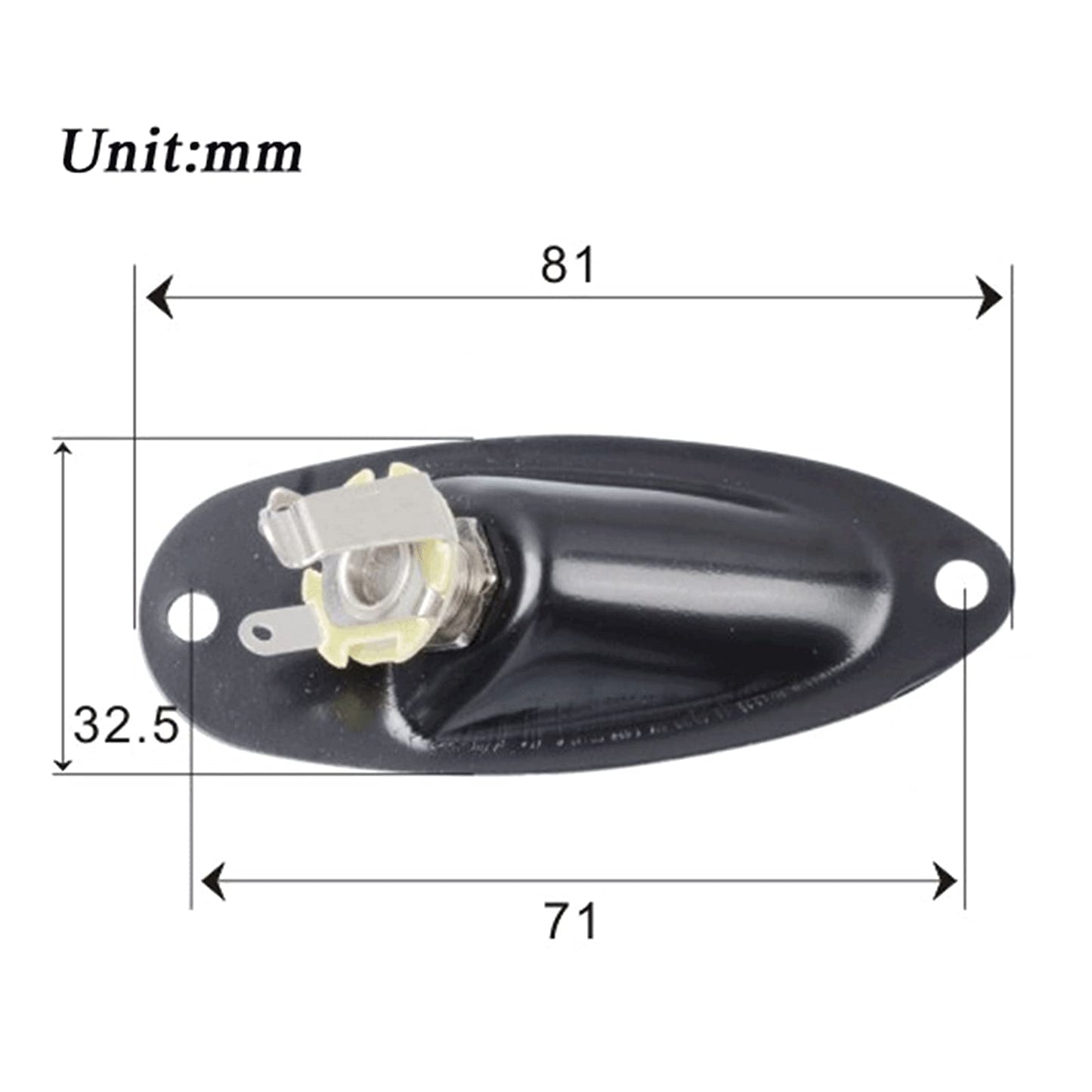 SAPHUE - Placa de entrada para guitarra, estilo barco, 1/4 pulgadas con tornillos para Fender Stratocaster Strat St overol guitarra eléctrica para piezas de repuesto de guitarra eléctrica (negro)