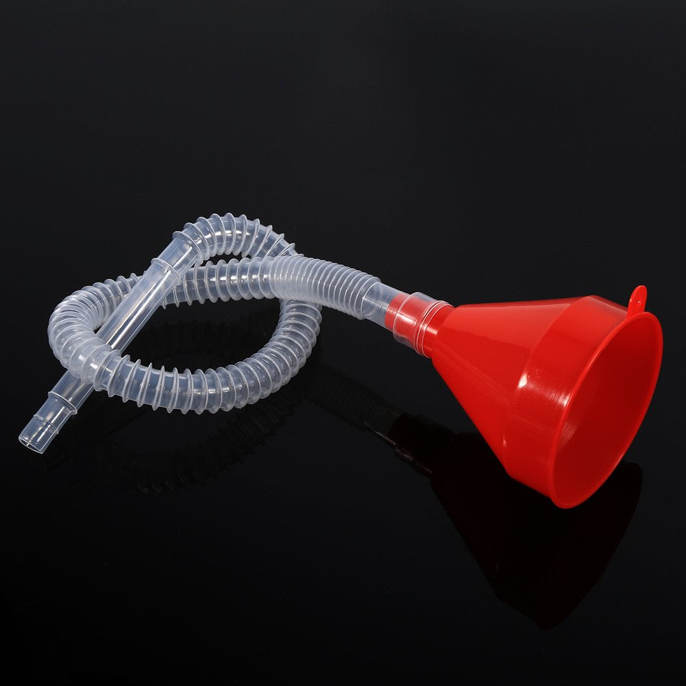 Embudo de Aceite Flexible de Plástico para Coche con Boquilla Grande y Manguera
