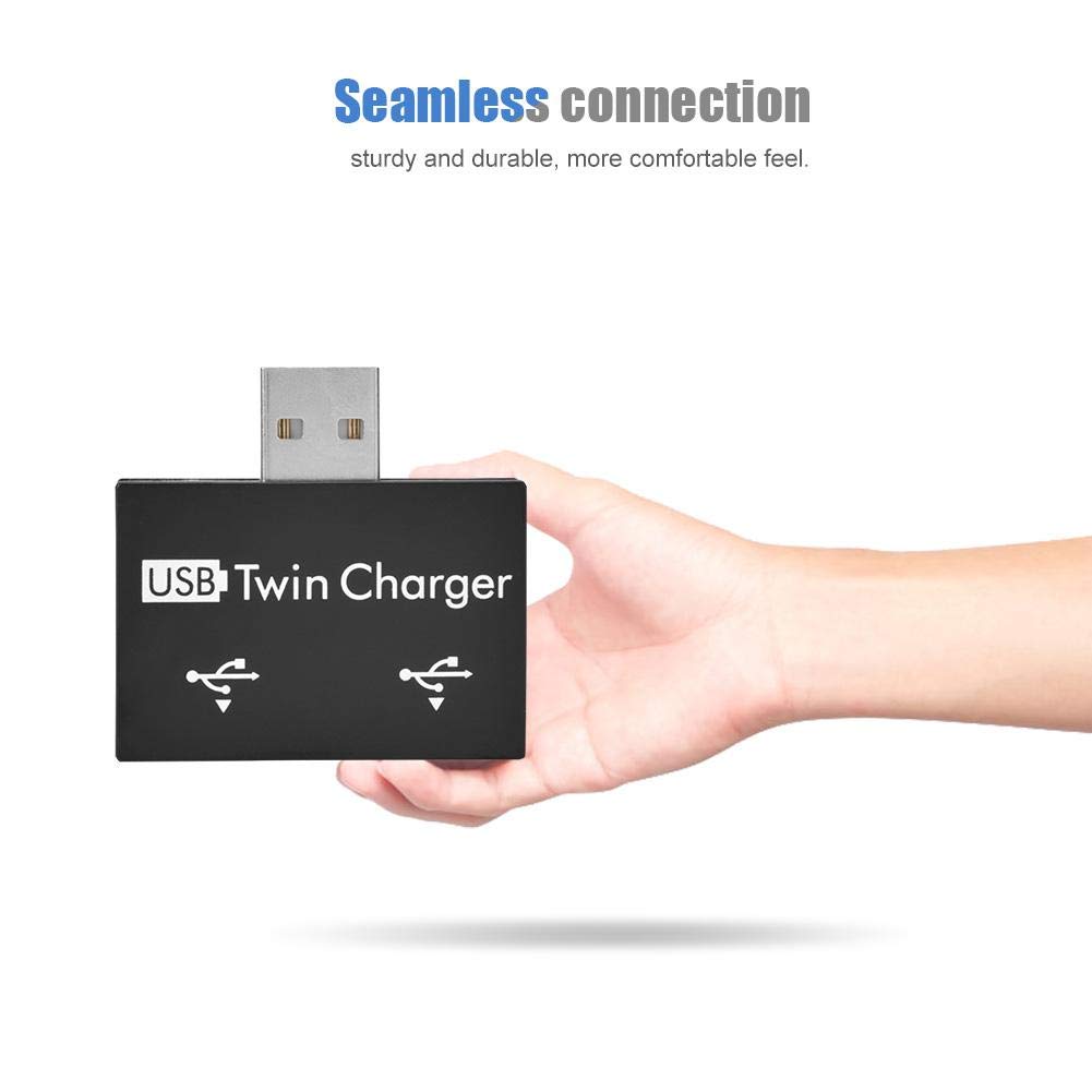 Bewinner Mini USB Hub Kit de Conversión de Adaptador de Divisor de Cargador Doble USB de 2 Puertos Aleación de Aluminio + PC Mini hub Pequeño/Portátil/Resistente/Duradero para
