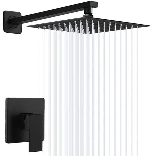 Kit Regadera Kimhanro Negra Mate 10 Pulgadas Tipo Lluvia con Mezcladora Monomando para Baño