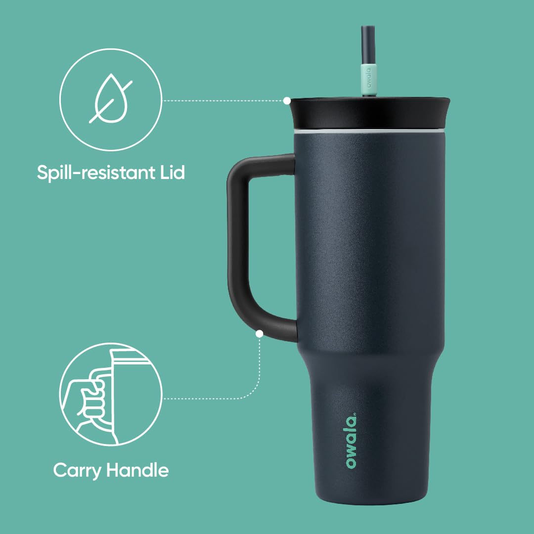 Vaso de Viaje Owala Gris Marejada Nublada Libre de BPA con Triple Capa Aislada y Tapa Resistente a Derrames