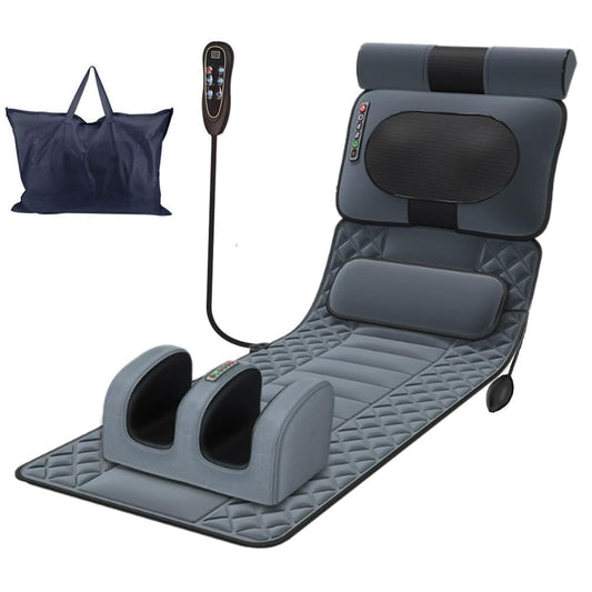 Mythya Cojín de Masaje Eléctrico, Cojín De Masaje Térmico para Todo el Cuerpo, Colchón De Masaje Vibratorio Con 20 Cabezales y Máquina Masajeadora de Pies Shiatsu Niene con 32 Nodos, Colchoneta de Masaje con Calefacción con Masajear Columna Cervical, Espa