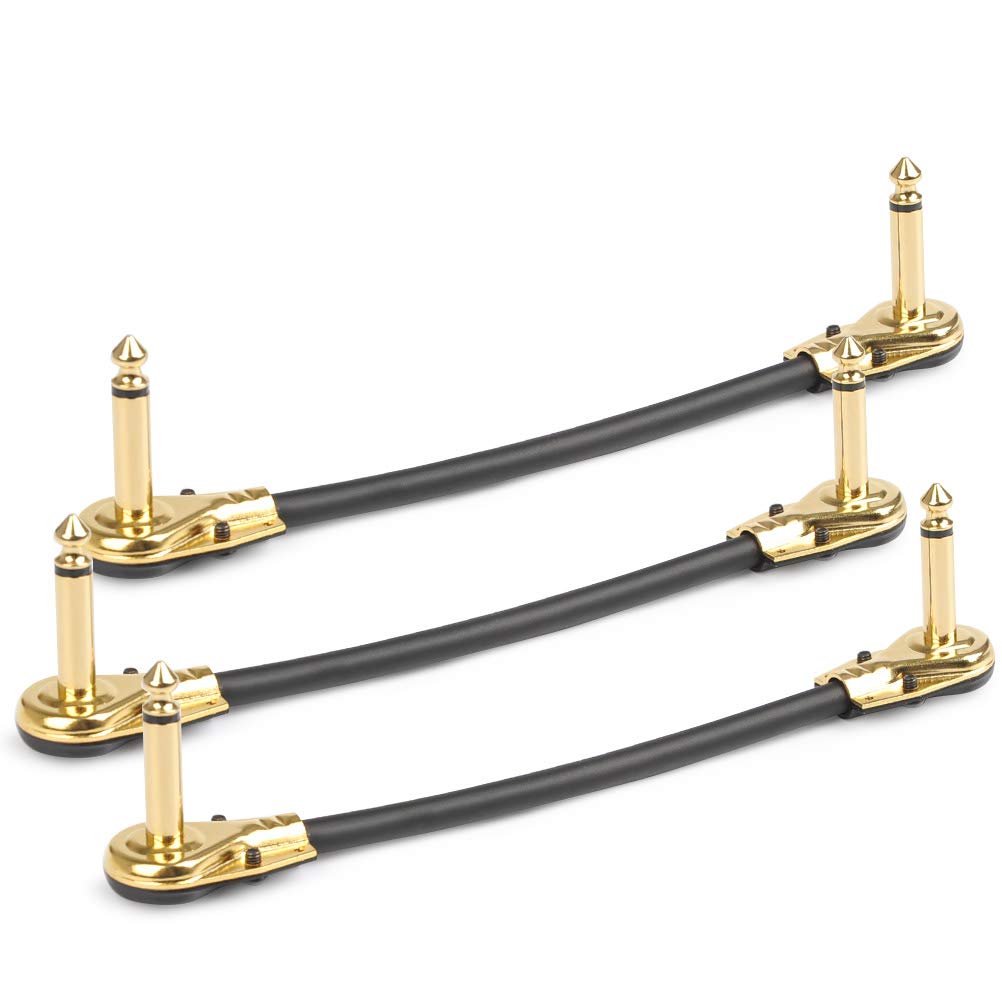 TIMESETL - Paquete de 6 cables de conexión para guitarra de 6 pulgadas, ultra silenciosos, pedal de efecto instrumento, 1/4 pulgadas, diseño de panqueques de perfil bajo