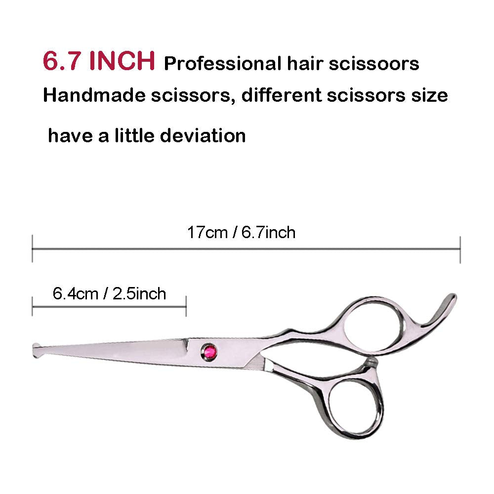 Juego de tijeras de corte de pelo para niños, profesional, 6.5 pulgadas, con cabeza redonda, kit de tijeras de corte de pelo con tijeras de corte, tijeras de adelgazamiento, juego de tijeras de