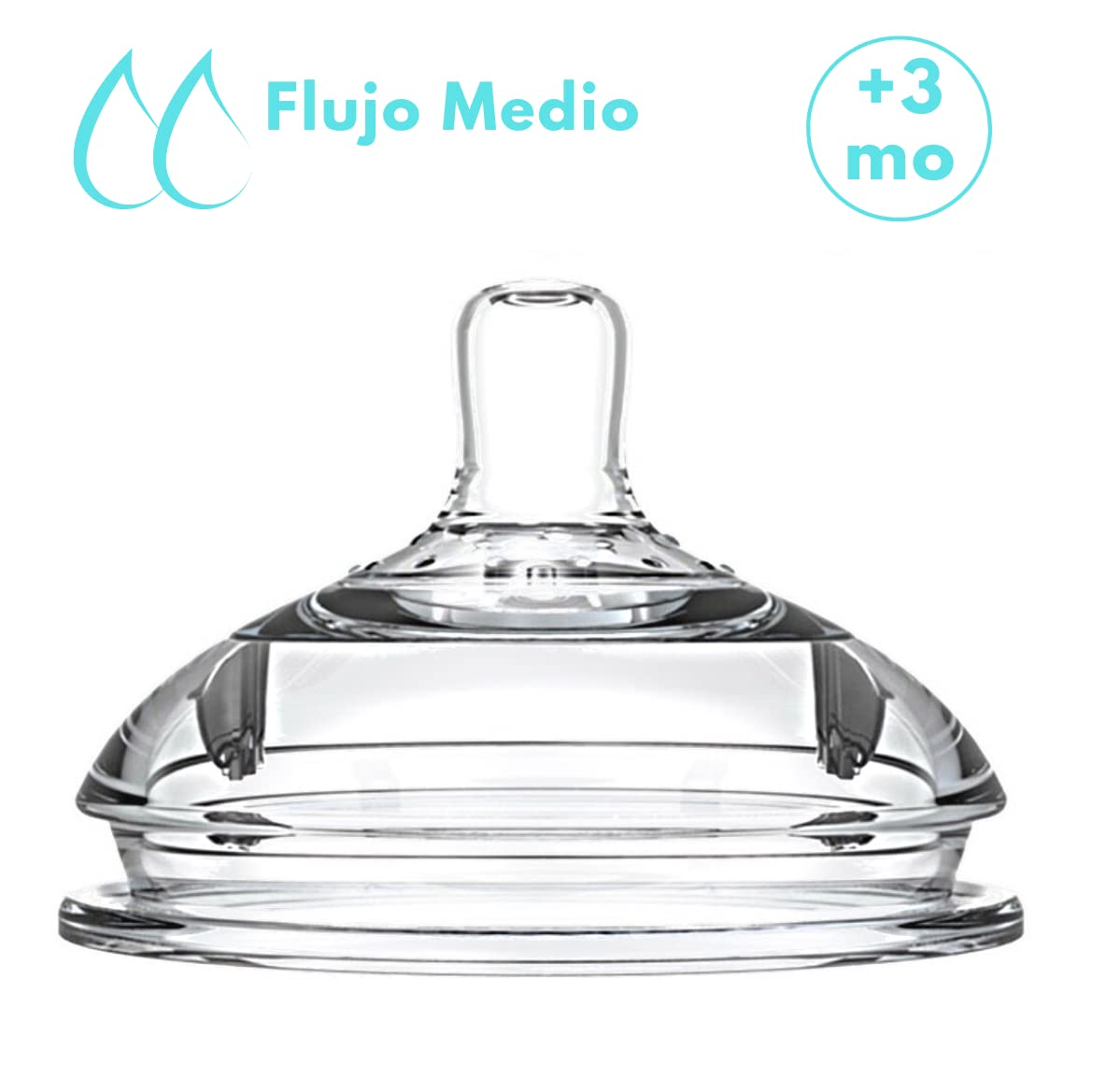 Tetinas de Biberón Flujo Medio 3m+ Paquete Doble para Cuello Ancho