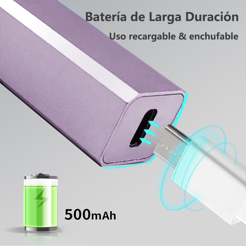 JESWO Lampara para Uñas profesional Recargable, Lampara 4 UV/LED para Uñas de 8W, 2 Ajustes de Temporizador, Lampara LED para Uñas Portátil de Aluminio, Uso en Hogar y Salón