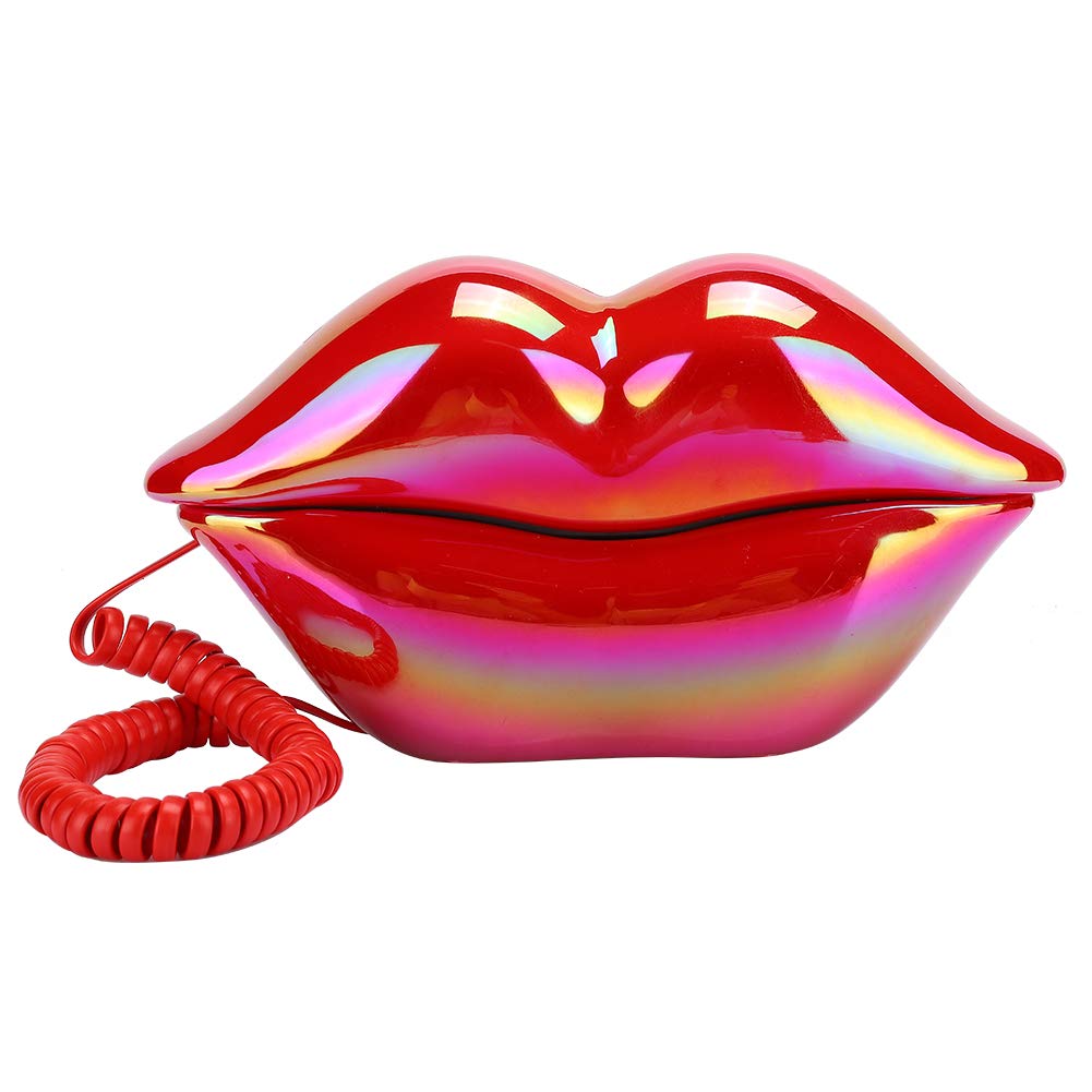 Okuyonic Teléfono con Forma de Labios de Boca roja, Estilo Europeo Labios Rojos creativos Teléfono Fijo Escritorio de Estilo Europeo para la Oficina en casa para la decoración del hogar