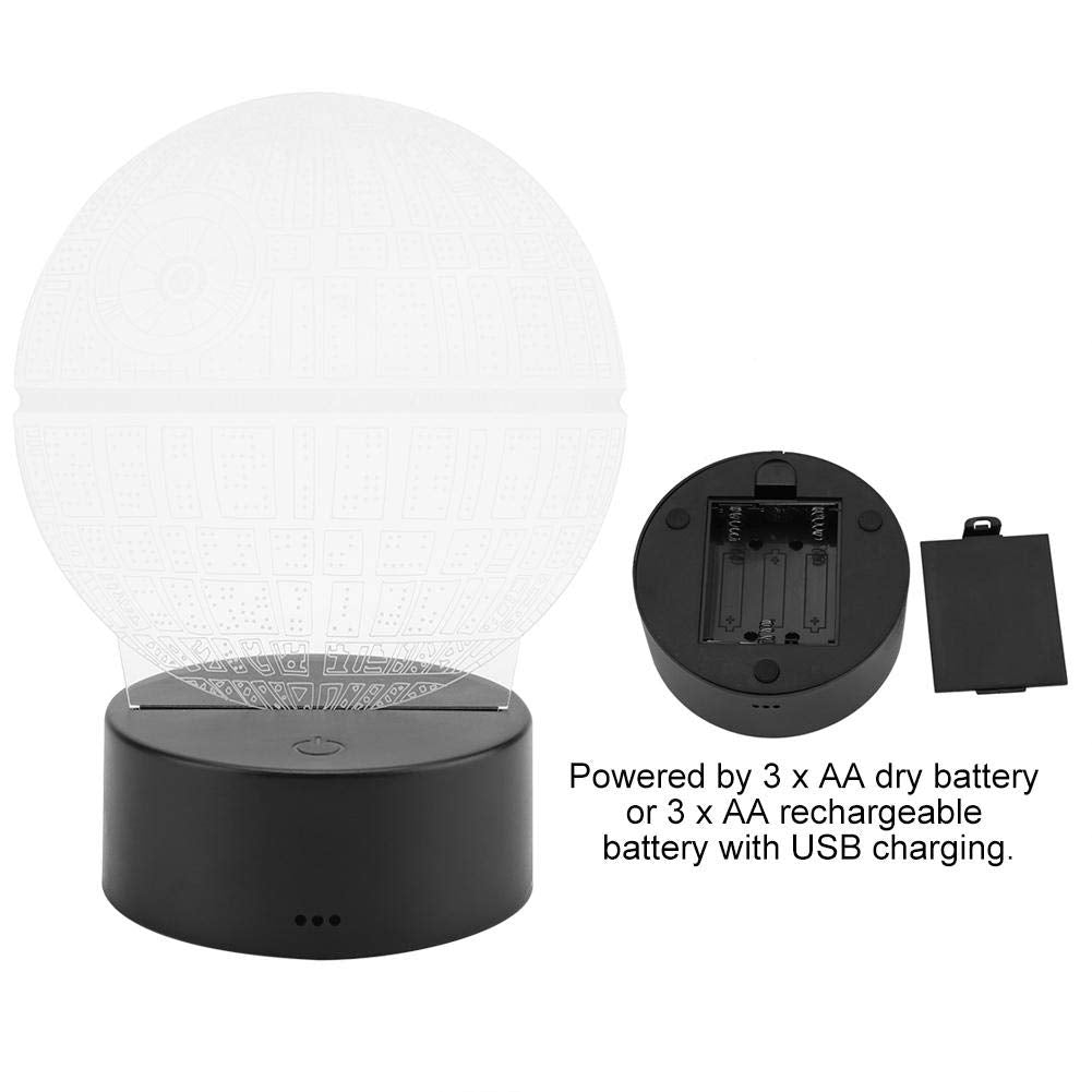 Luz de Noche 3D Yosoo Negra Patrón de Planeta con Interruptor Táctil USB