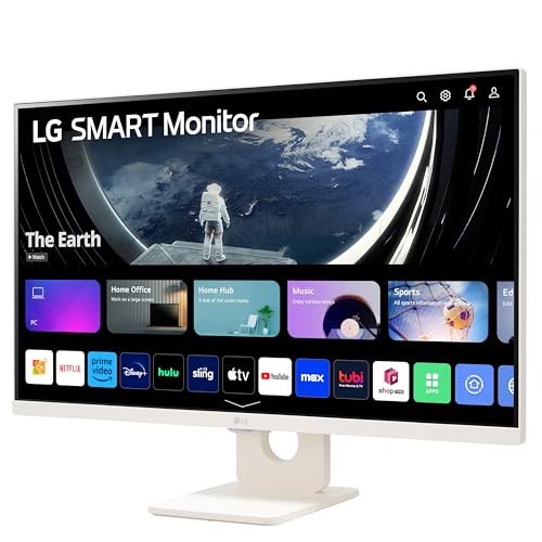 LG 27SR50F-W Monitor inteligente de 27 pulgadas FHD (1920 x 1080), visualización IPS WebOS 23, HDR 10, x2 altavoces integrados, AirPlay 2, visualización compartida, Bluetooth, aplicación ThinQ