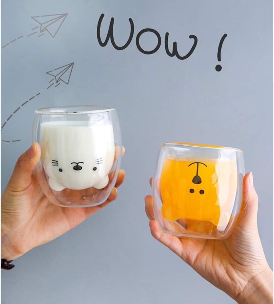 Taza de Café con Aislamiento de Doble Pared Oso Feliz para Oficina y Cumpleaños