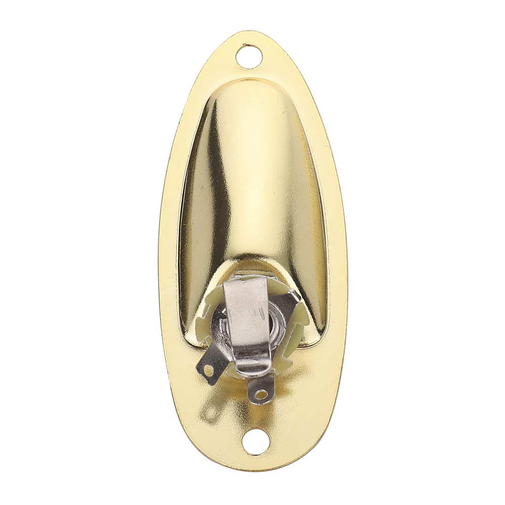 XIYANGJUAN - Conector de entrada de guitarra dorada estilo barco de 1/4 pulgadas con carga de salida de guitarra Jack placa de enchufe para Fender Strat Stratocaster guitarra eléctrica (dorado)