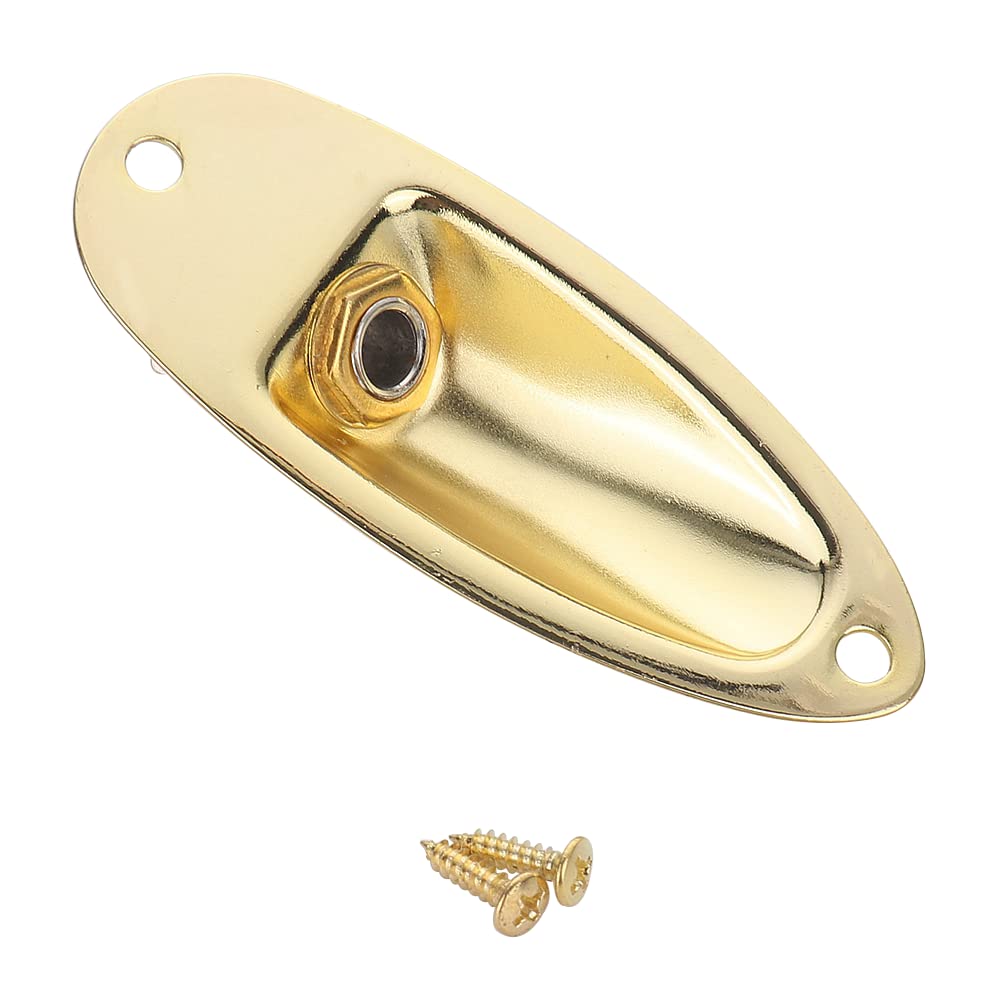 XIYANGJUAN - Conector de entrada de guitarra dorada estilo barco de 1/4 pulgadas con carga de salida de guitarra Jack placa de enchufe para Fender Strat Stratocaster guitarra eléctrica (dorado)