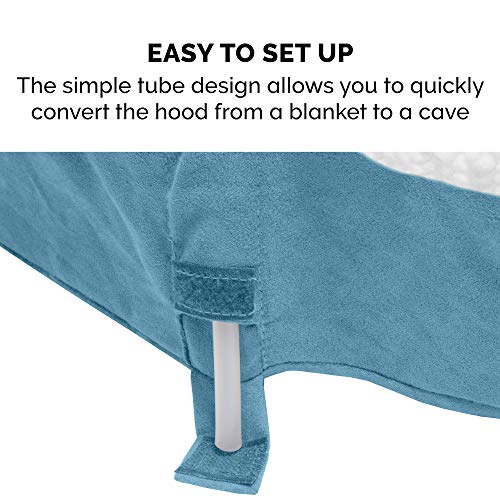 Furhaven Cama para Mascotas para Perros y Gatos, Manta de Sherpa y Gamuza, Cama ortopédica Redonda para Perros, Funda extraíble Lavable a máquina, Azul, 44 Pulgadas