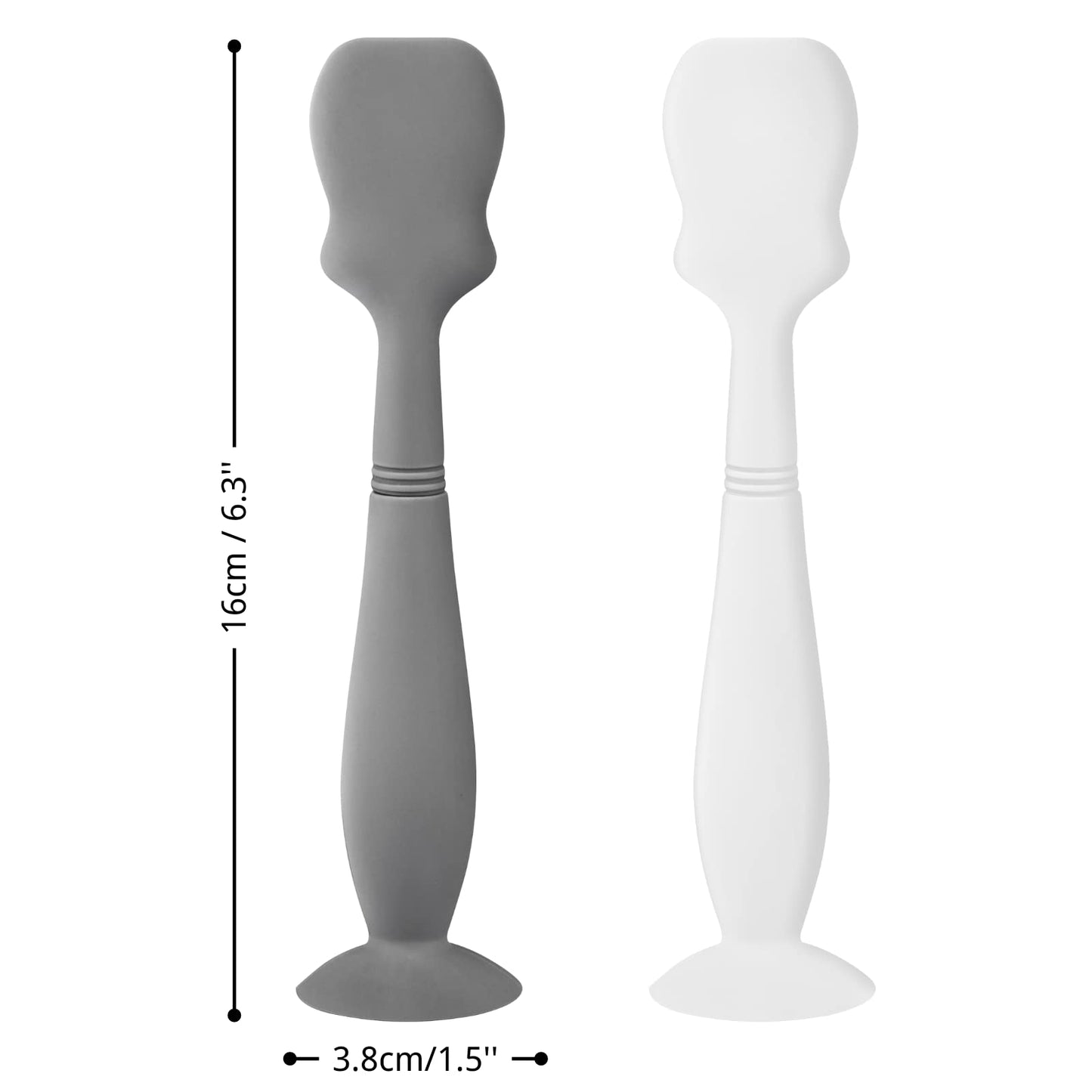 Paquete de 2 cepillos para crema de pañales para bebé, aplicador de espátula de silicona para bebés recién nacidos (gris, blanco)