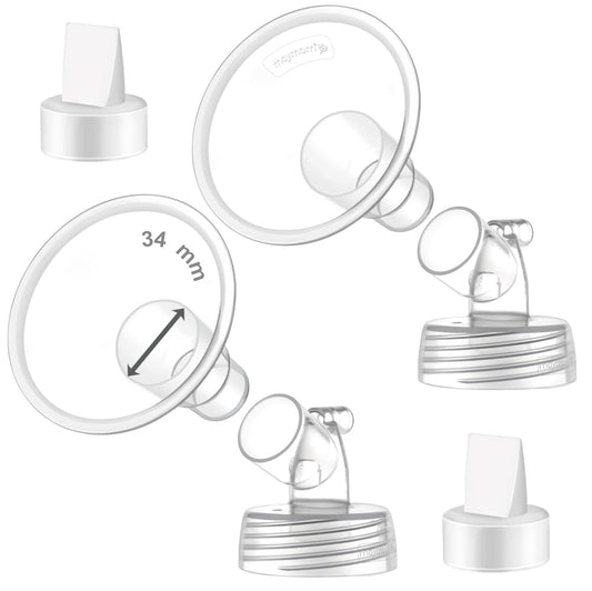 Juego de Embudos MyFit Maymom 34 mm con Conector y Válvula tipo Pato compatible con S1 y S2 de Spectra
