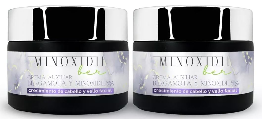 Set de Crema de Crecimiento de Barba y Cabello Auxiliar con Bergamota y Minoxidil 5%