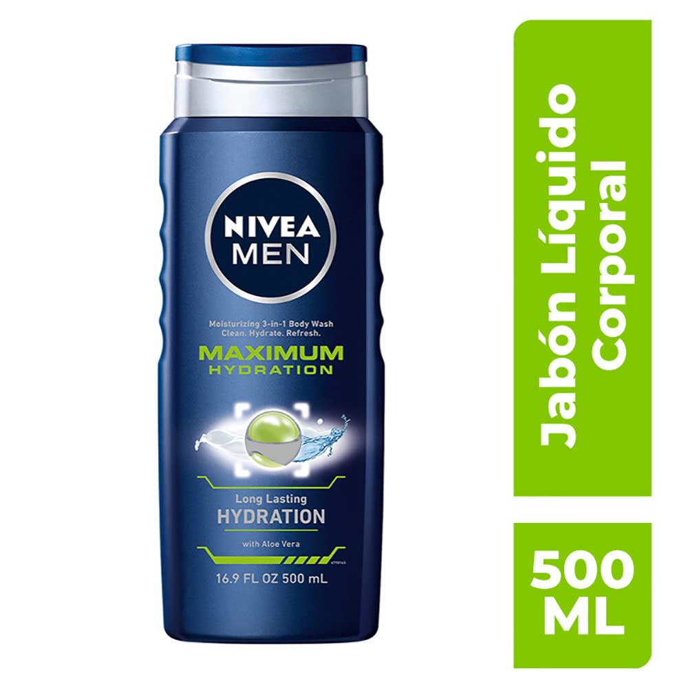 NIVEA MEN Jabón Líquido Corporal 3 en 1 Originals (500 ml) jabón Antibacterial para Cuerpo, Rostro y Cabello