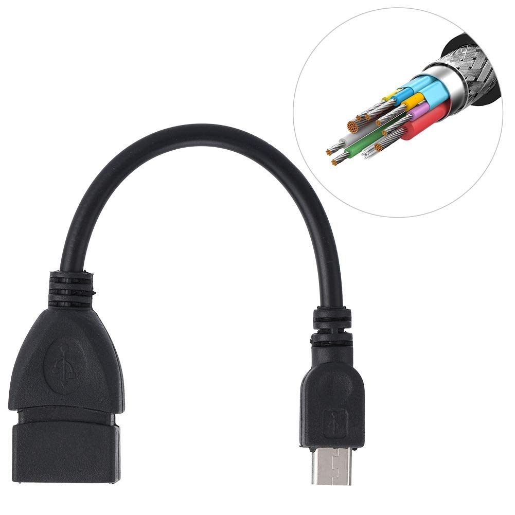 Cable Adaptador OTG Android ASHATA Negro Interfaz Micro USB a USB Hembra