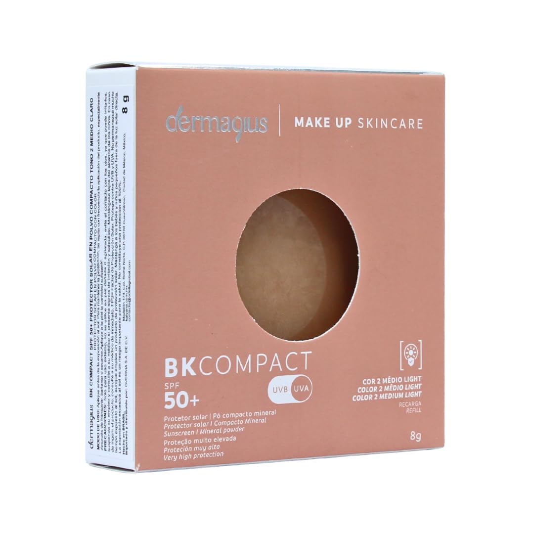 Dermagius BK Compact FPS 50+ Protector Solar en Polvo Compacto Tono 2 Medio Claro de 8 g (Tono 2)