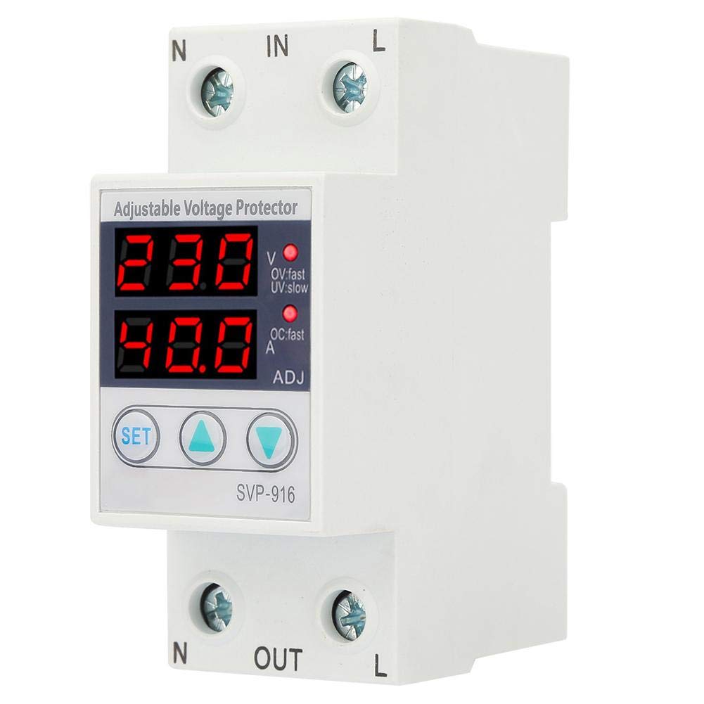 Inteligente monofásico ajustable sobretensión bajo voltaje protector de corriente, 230VAC 50/60Hz(63A)