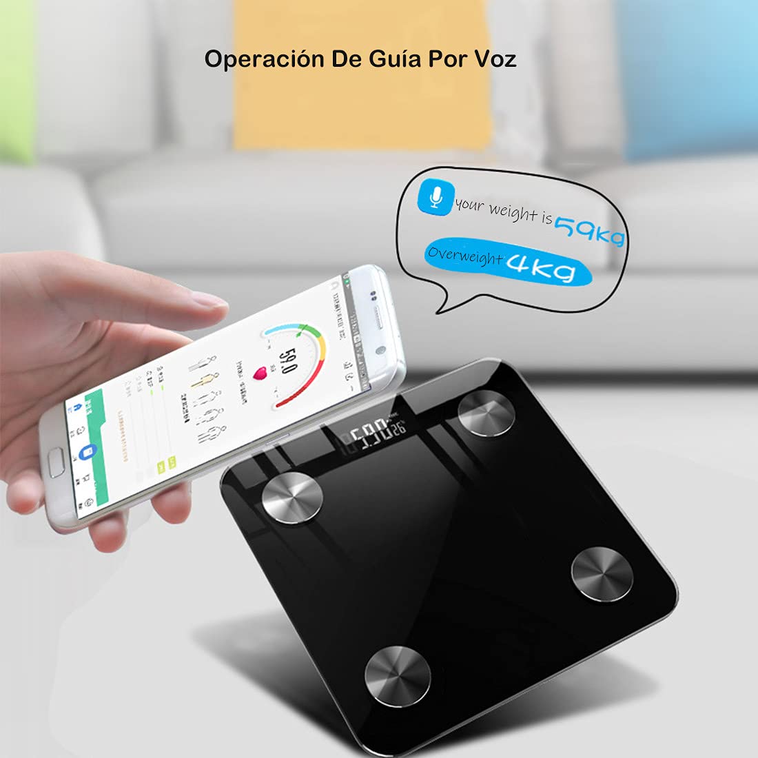 GGTT Bascula Digital Corporal y Muscular, Balanza Inteligente, Conexión via Bluetooth al App, Pesos de Hasta 180 Kg, Precisión Hasta 0.01Kg, Soporta Recordar Datos de 8 Usuarios (Negro)