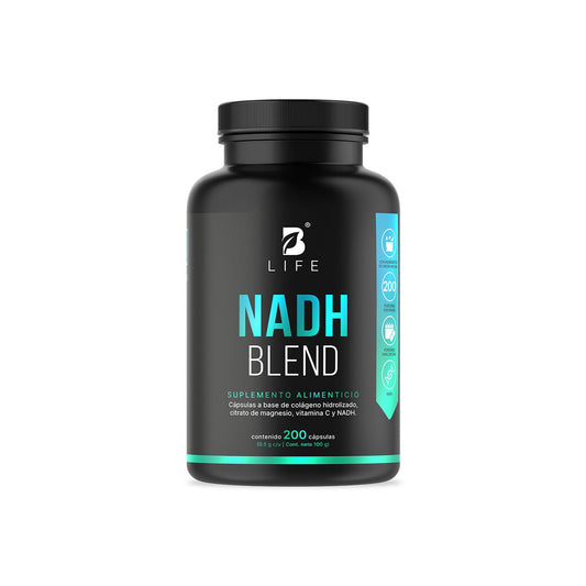 B Life NADH 200 Cápsulas | Nicotinamida adicionado con Citrato de Magnesio, Colágeno y Vitamina C | Antioxidante. NADH Blend B Life
