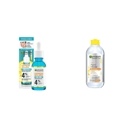 Garnier Express Aclara Serum Anti Acne 30 ml + Garnier Skin Naturals Face Express aclara tono uniforme Agua Micelar