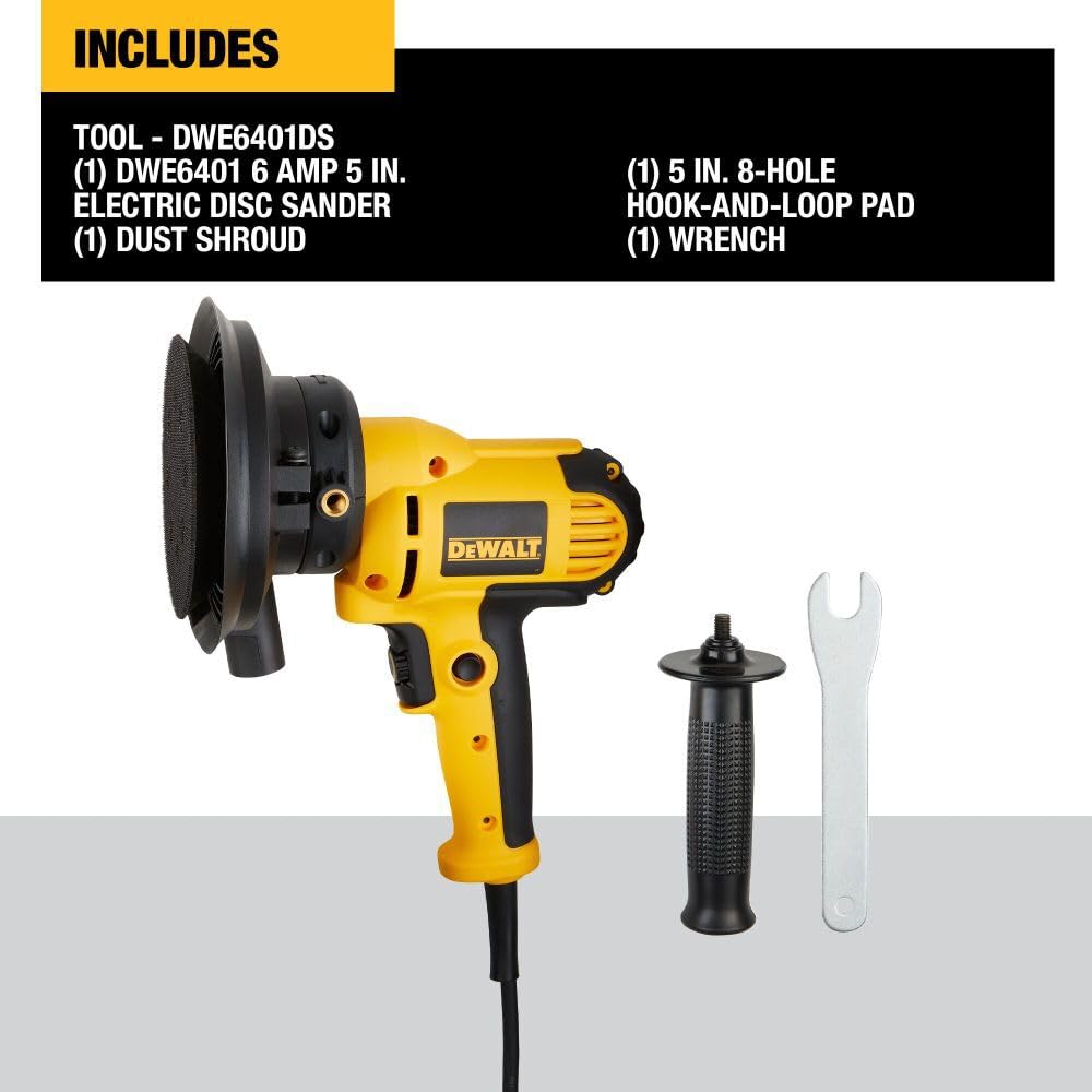 Dewalt DWE6401DS - Lijadora de velocidad variable con disco de 12.7 cm y cubierta para polvo