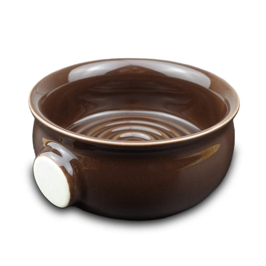 Bicrops - Jabón de cerámica para afeitar para hombres, mango antideslizante, boca ancha, gran capacidad, más fácil de hacer espuma, color café