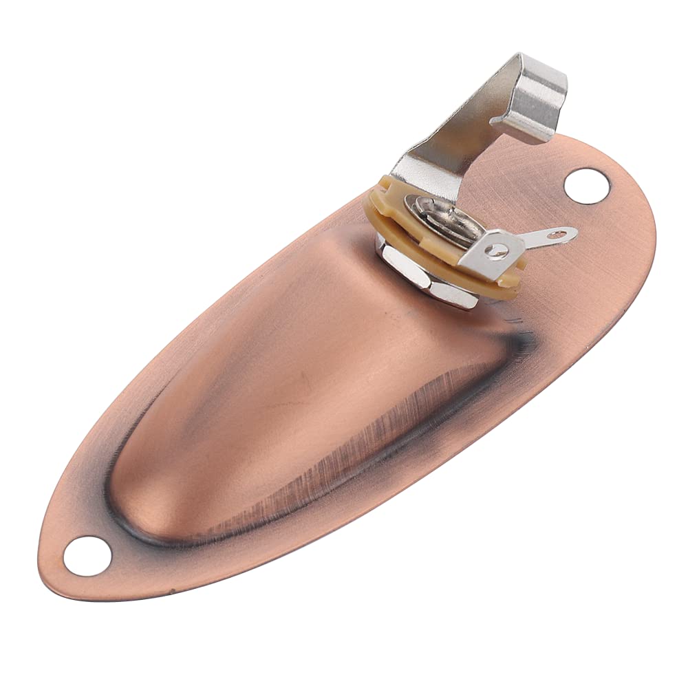 XIYANGJUAN - Conector de entrada para guitarra, cobre, color rojo, estilo barco, 1/4 pulgadas, con carga, salida de guitarra, casquillo para guitarra eléctrica Fender Strat Stratocaster (cobre rojo)
