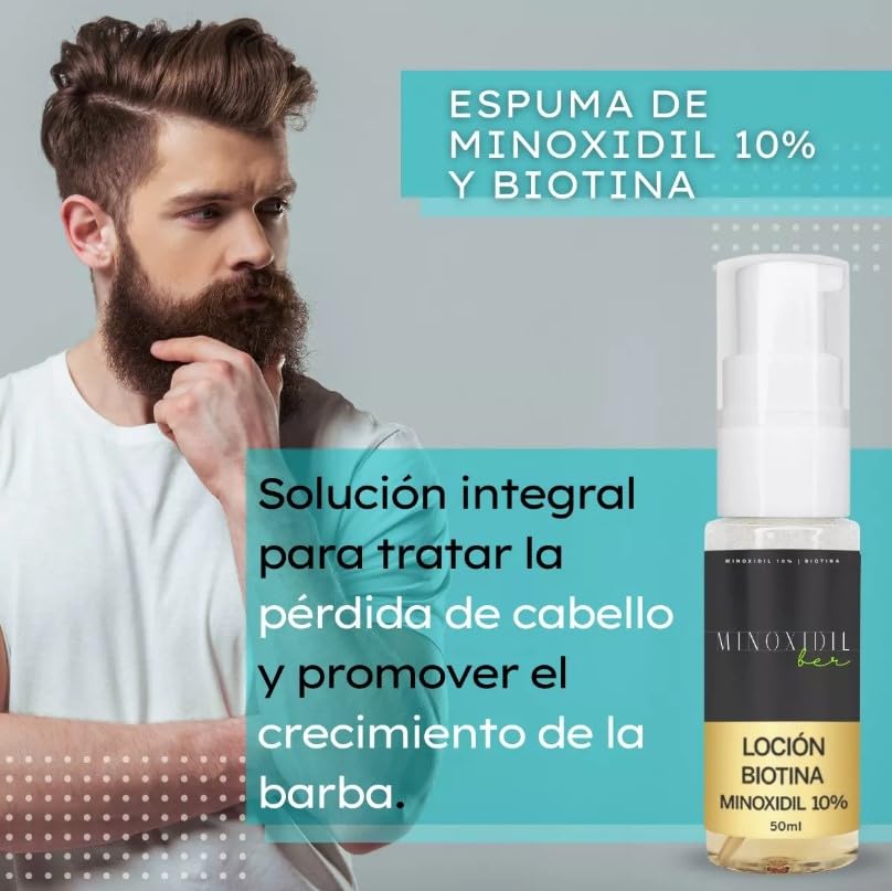 Set Botellas Espuma Minoxidil 10% Bergamota para Crecimiento de Barba y Cabello