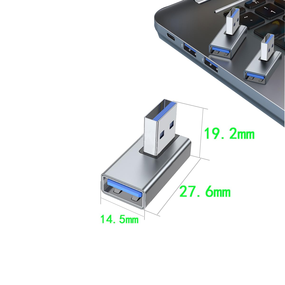 Adaptador USB 3.0 ZJKJHJY Negro con Diseño de Ángulo Recto de 90 Grados
