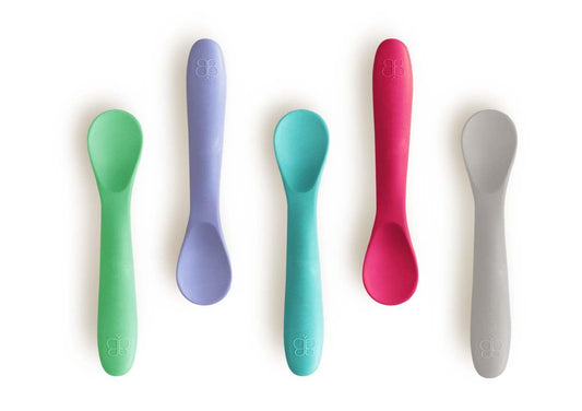 bblüv - Spoön - 5 cucharas de silicona para bebés - Cucharas para niños pequeños, para autoalimentación para bebés, silicona de grado alimenticio, sin BPA, apta para lavavajillas (Pink)