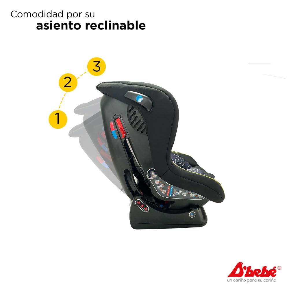 D´BEBÉ - Autoasiento Confort Reclinable - Recomendado para bebés desde 4-6 meses y hasta los 4 años - Ideal para que tu Bebé Viaje Cómodo y Seguro - Color Gris