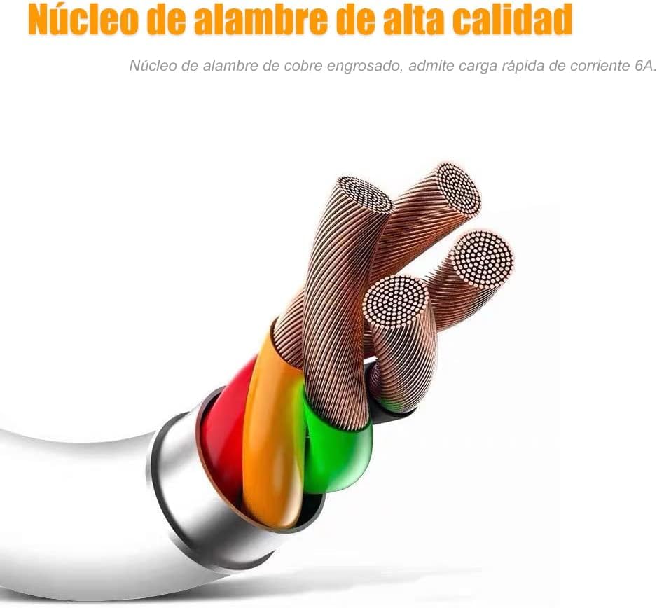 Cable USB C a USB A MORNWELL Blanco 120W Carga Rápida 2M Compatible para Xiaomi
