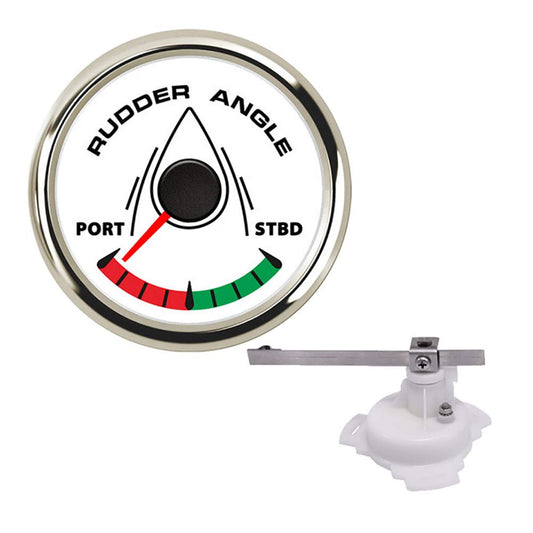 KAOLALI Indicador de ángulo de timón de 52 mm, medidor impermeable, 0-190 ohmios con sensor de ángulo de acoplamiento para yate de barco, 52 mm, 9-32 V, retroiluminación (plata blanca)
