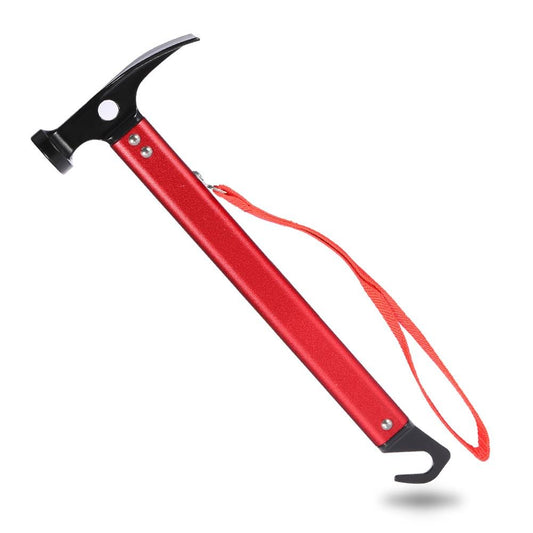 Martillo de Camping Portátil Extractor de Estaca Mango de Aleación de Aluminio Rojo