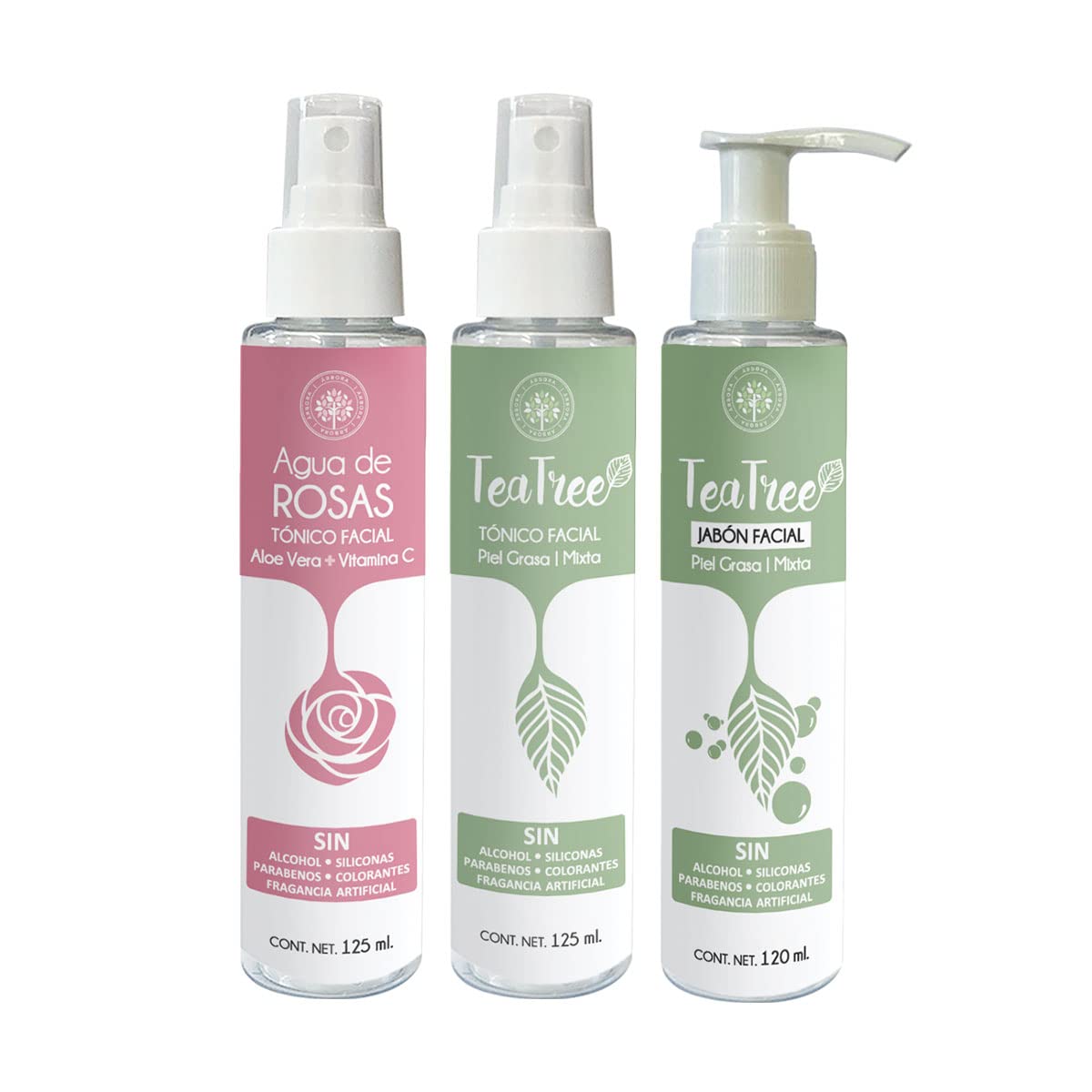 Árbora Kit Agua de Rosas Jabón y Tónico Facial Tea Tree piel grasa