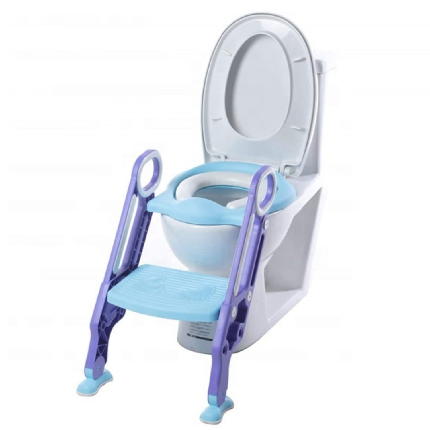 PAPU BABY Asiento Entrenador para Inodoro Acolchonado con Escalera (Morado/Azul)