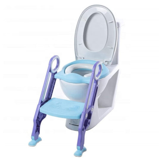 PAPU BABY Asiento Entrenador para Inodoro Acolchonado con Escalera (Morado/Azul)