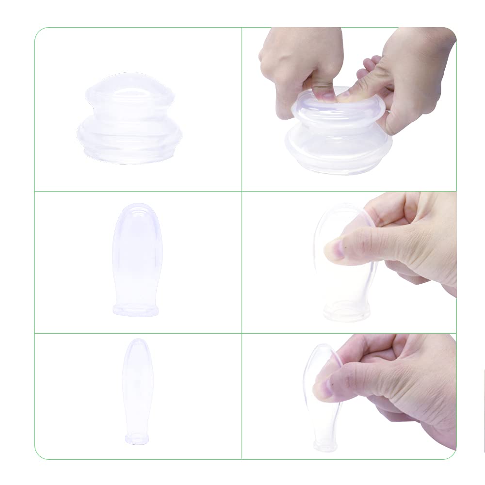 Juego de Terapia de Silicona TIBLEN Transparente con Ventosas de Vacío para Alivio del Dolor y Anticelulitis