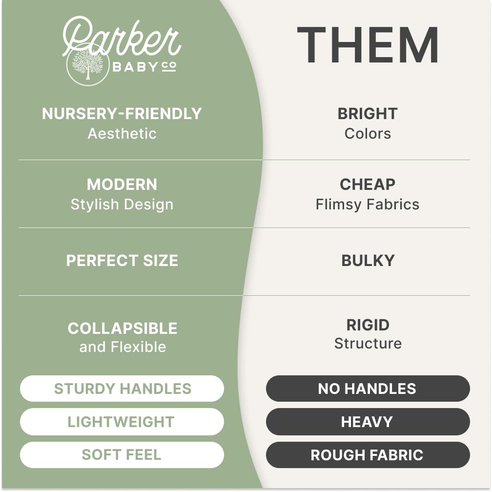 Parker Baby Bear - Cesta de lavandería de fieltro para bebé, amplia y plegable, para guardería, cesta ligera con asas flexibles y resistentes, colores neutros y se adapta a cualquier habitación