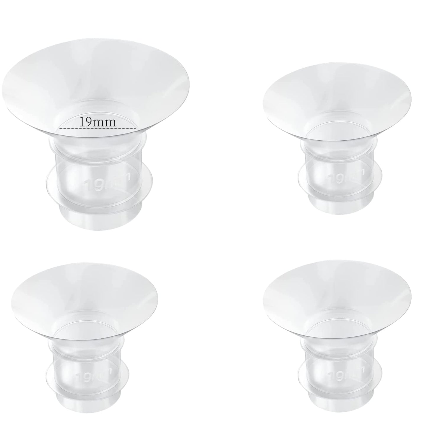 Insertos de brida de 19 mm para Medela, escudos/bridas Spectra de 24 mm, copas usables de sauce. Compatible con TSRETE, CPPSLEE, Momcozy S9/S12, reduce el túnel de pezón de 24 mm hasta 19 mm, 4 unidades