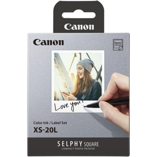 Canon Juego de Tinta/Etiquetas de Color XS-20L (20 Hojas), Compatible con Impresora Cuadrada SELPHY