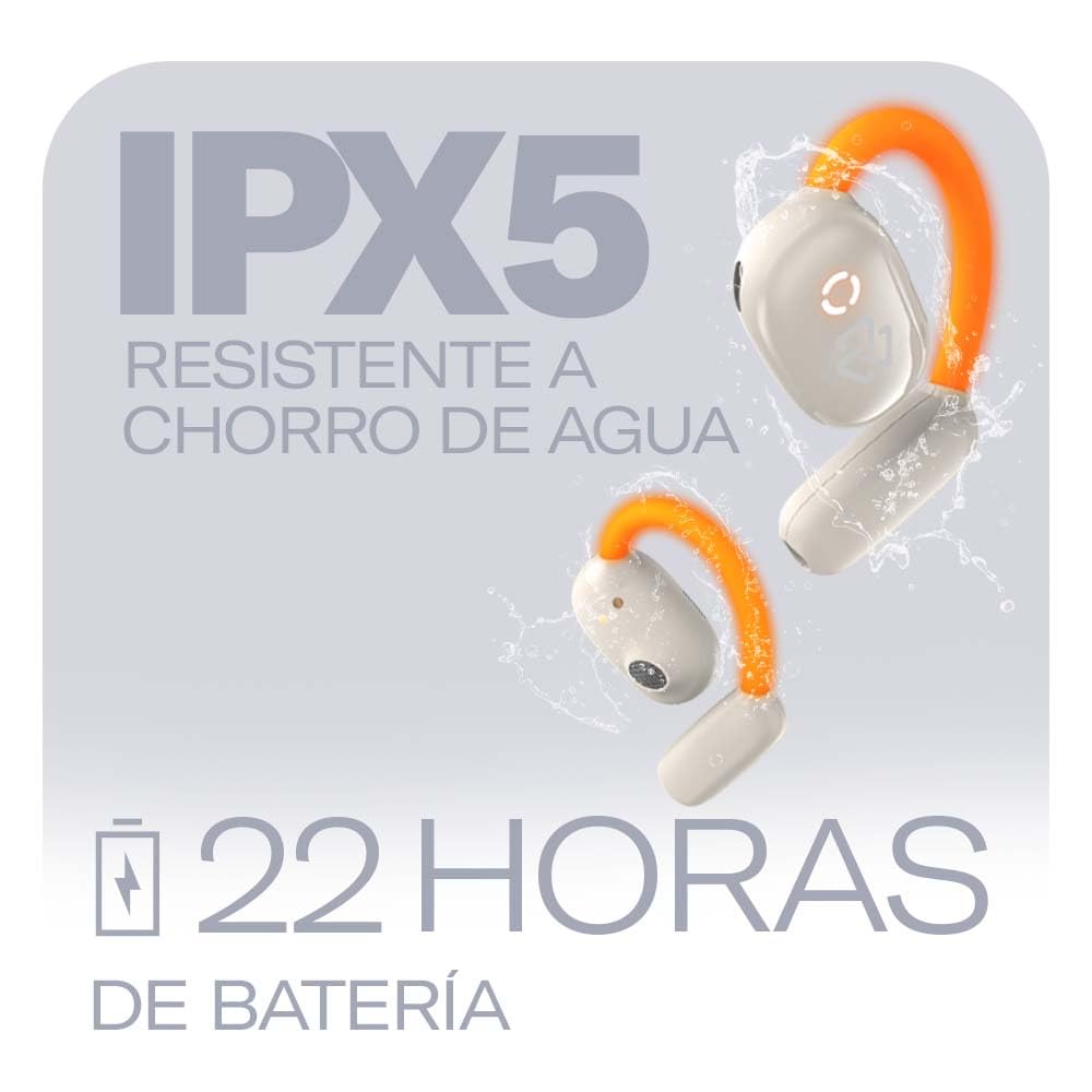 Audífonos Inalámbricos STF Luces LED Sport One Pro Resistente Chorro de Agua Audio Abierto Diseño Gancho Deportivo Batería Larga Duración