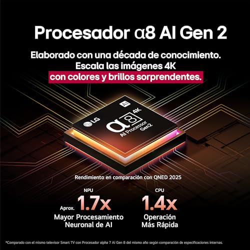 LG Pantalla 85 Pulgadas QNED EVO AI QNED92 4K Smart TV webOS 2025 85QNED92ASA |Sistema Operativo webOS|Identificación de Voz AI |120Hz|Dynamic QNED Color|Dolby Atmos & Dolby Vision Channels