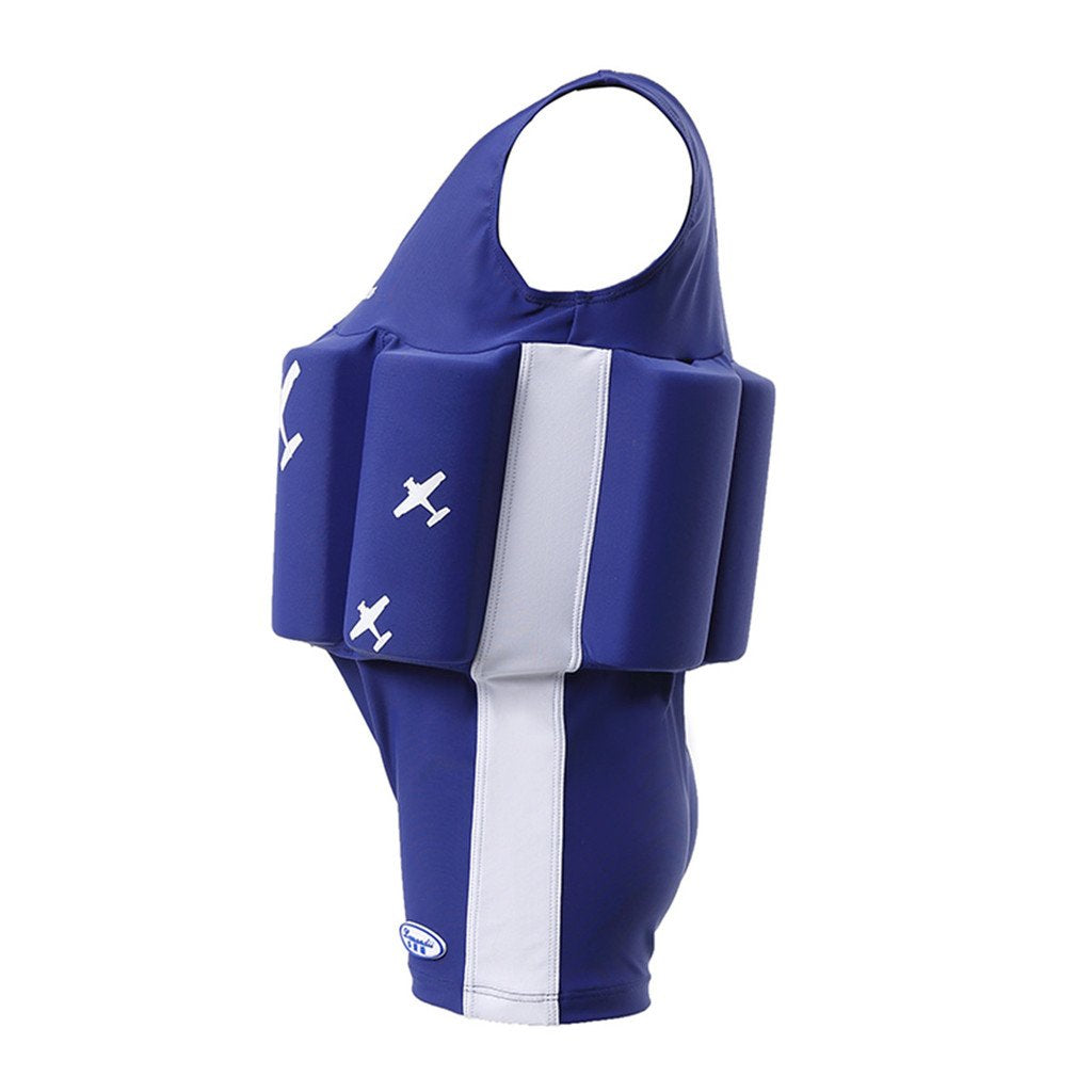 ELUCKFACE - Traje de baño flotante para bebés y niños, de una sola pieza, flotabilidad para niñas y niños, azul de 2 a 3 años