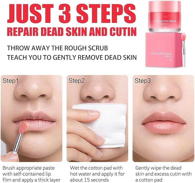 Lip Care Set: 2 Jars of Overnight Lip Mask for Dry, Cracked Lips - 20g